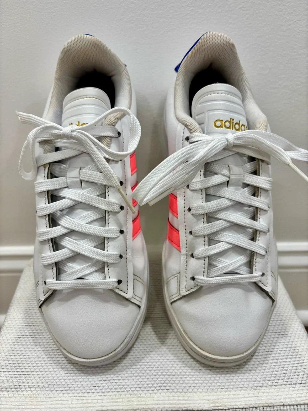 Adidas Grand Court Base Sneakers White Pink Blue GY0030 Women’s Size 7